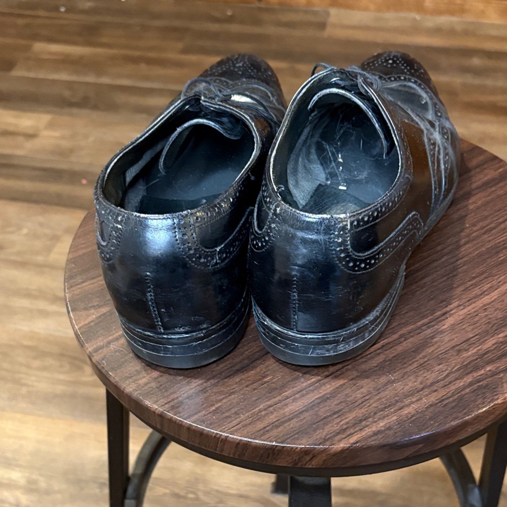 Classic Black Wingtip Derby Shoes for Men - Polished Leather. Steel toed. Safety - Picture 5 of 8